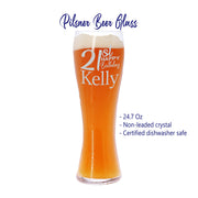 Personalized 21st Birthday Pilsner Glass Beer Glass