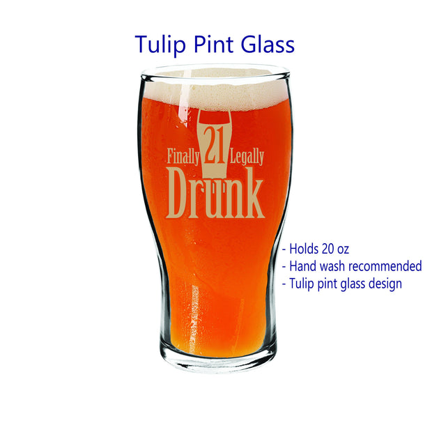 Personalized 21st Birthday Pilsner Glass Beer Glass