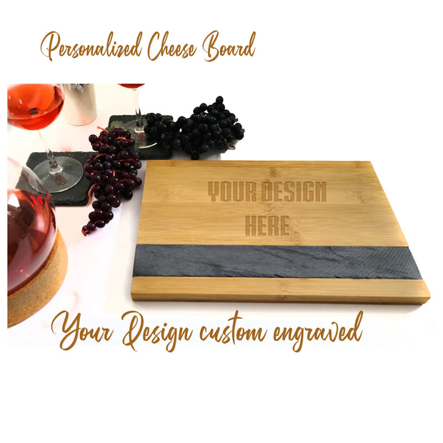 Personalized Bamboo Cheese Board with Slate