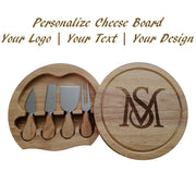 Personalized Cheese Cutting Board with 4 tools