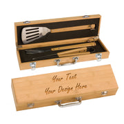 Personalized Bamboo Wood BBQ Tools Box