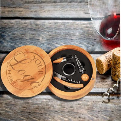 Engraved Wooden Custom Wine Accessories Gift Set